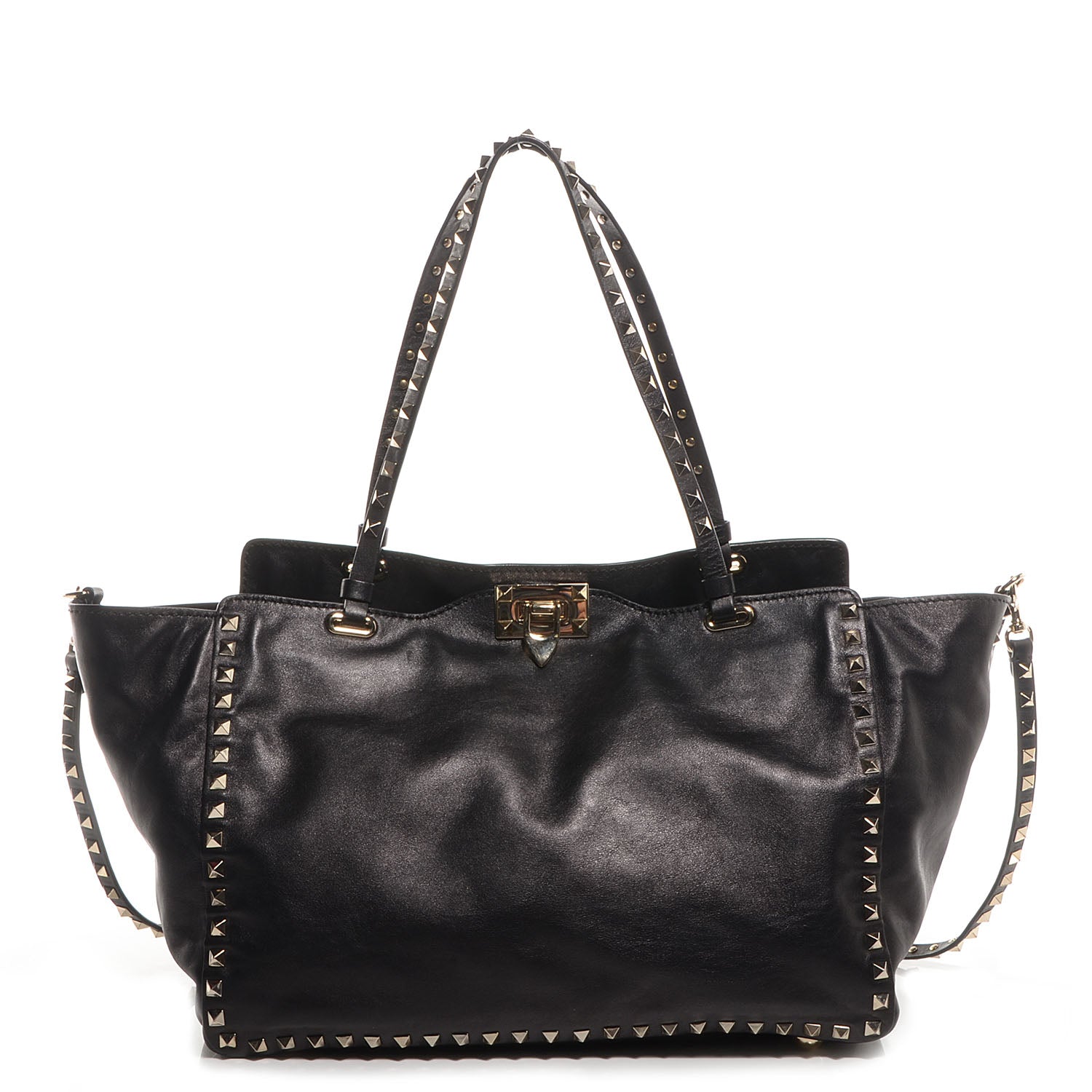 Valentino Garavani Vitello Medium Rockstud Tote Black 1 of 10