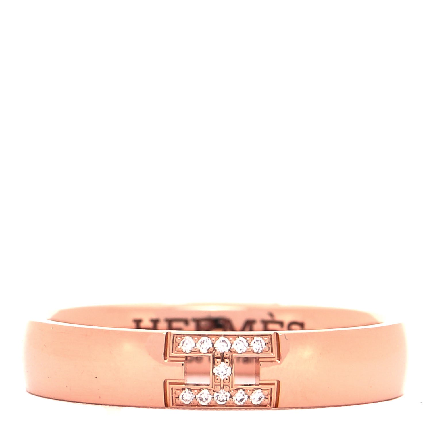 Hermes 18K Rose Gold Diamond Ever Herakles Wedding Band Ring 50 5.25 1 of 5