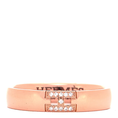 Hermes 18K Rose Gold Diamond Ever Herakles Wedding Band Ring 50 5.25 1 of 5