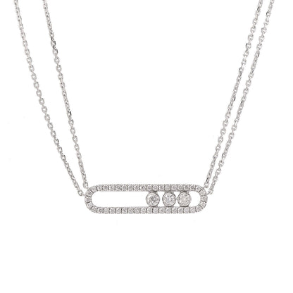 Messika 18K White Gold Diamond Move Double Chain Pave Necklace 8 of 10