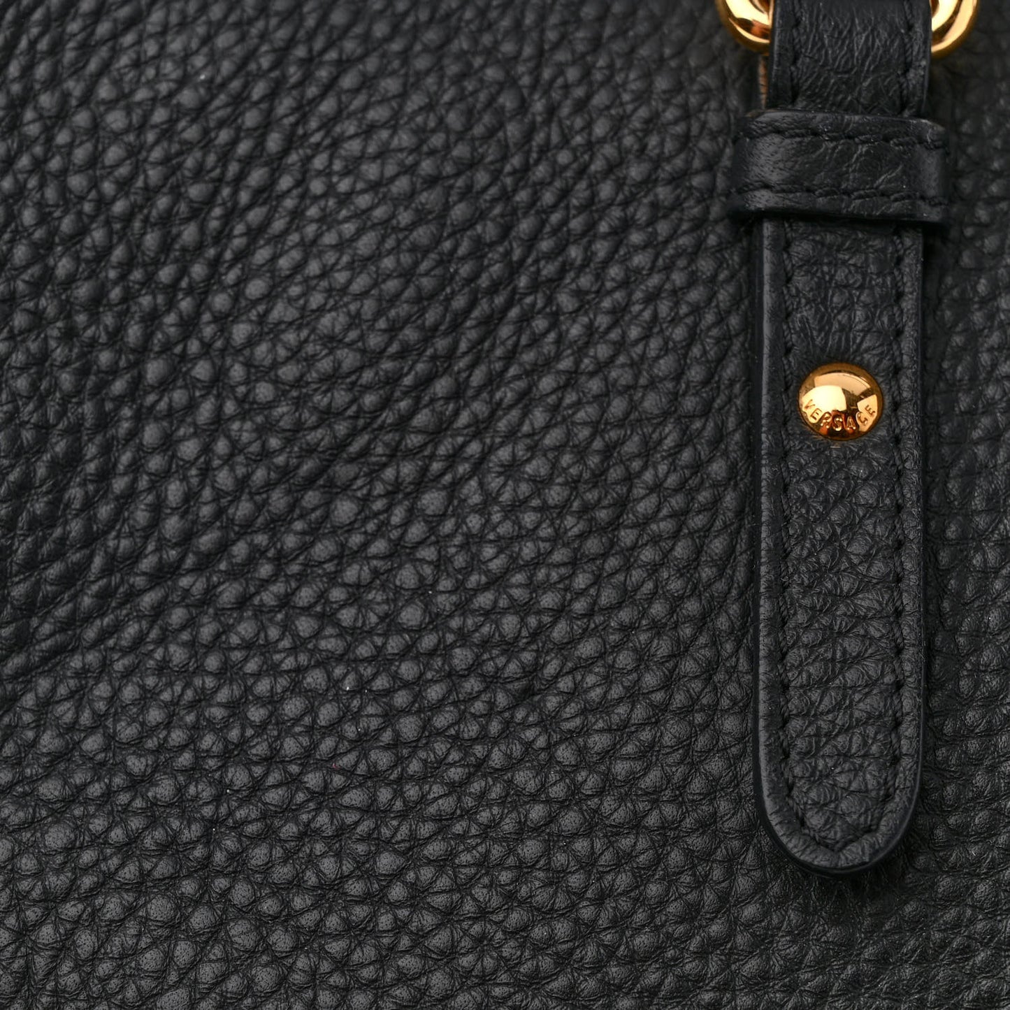 Grained Calfskin La Medusa Shopping Tote Black