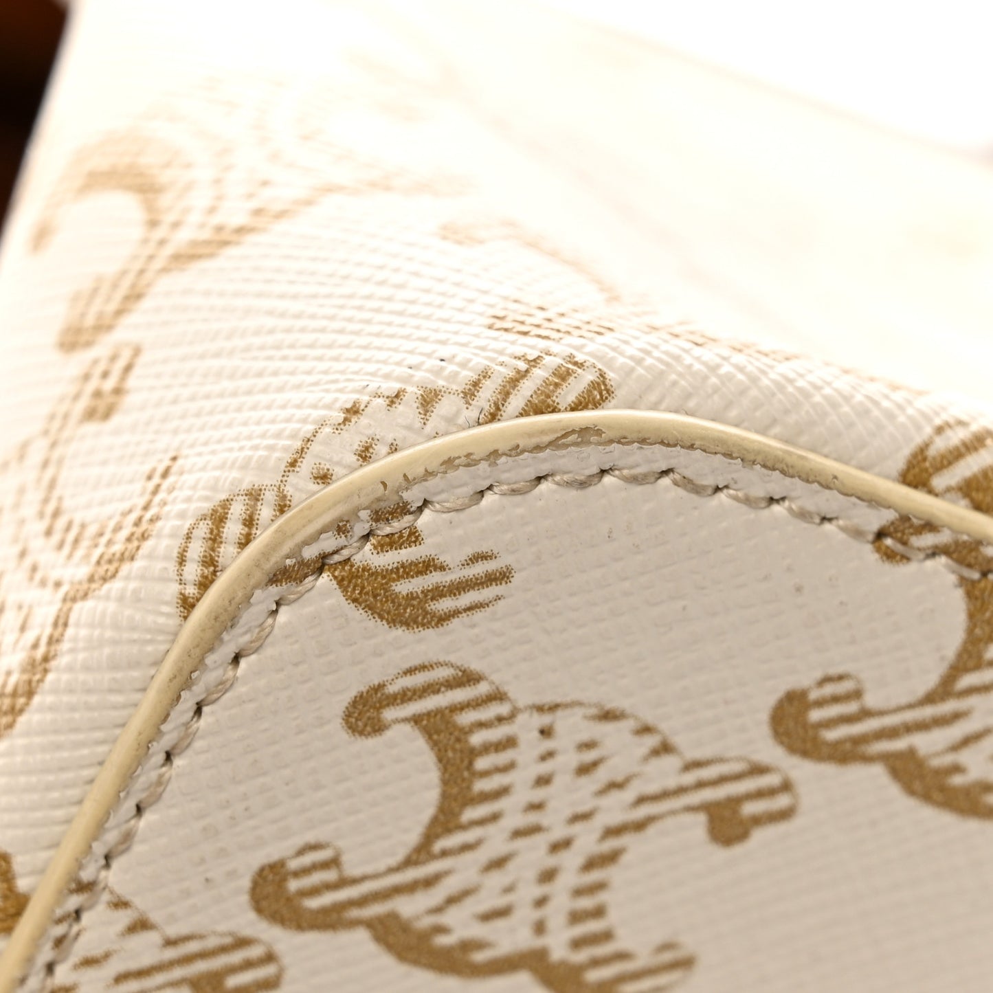 Calfskin Canvas Triomphe Teen Cabas De France White