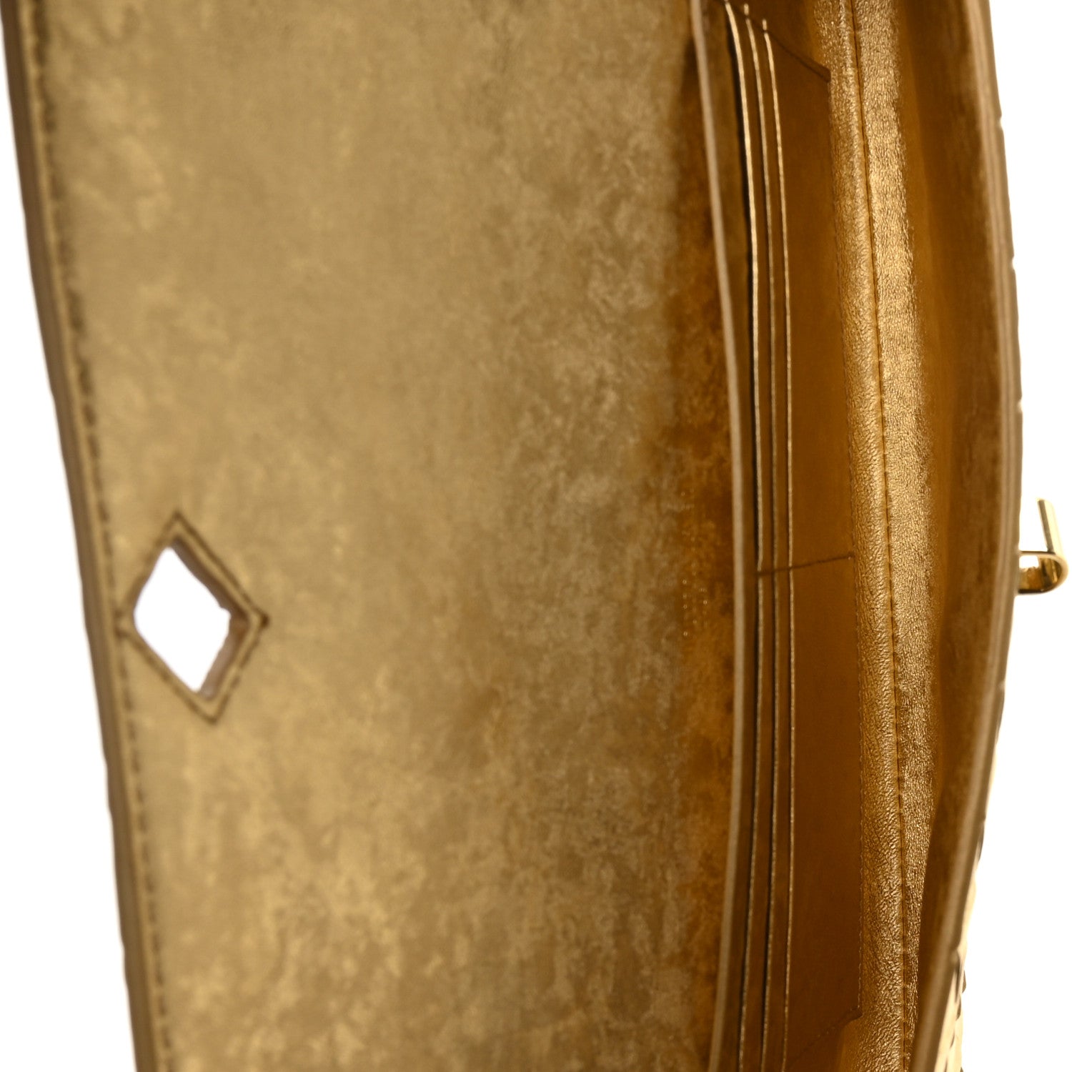 Bottega Veneta Metallic Satin Lambskin Intrecciato Long Andiamo Top Handle Clutch Gold 5 of 10