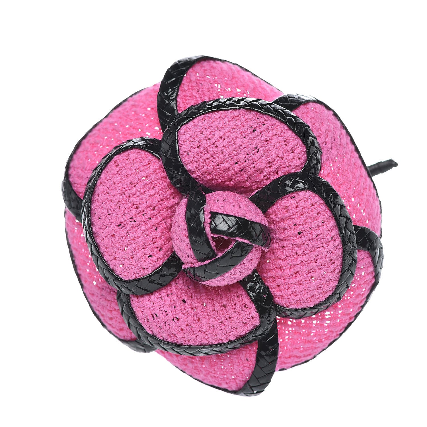 Chanel Tweed Camellia Brooch Pink 1 of 4