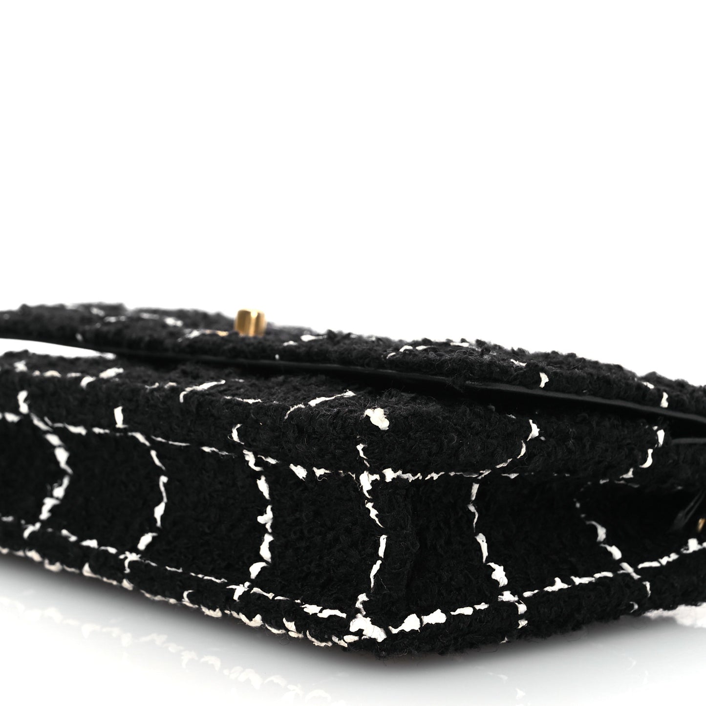 Tweed Quilted CC Pearl Crush Wallet On Chain WOC Black