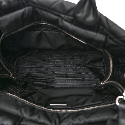 Prada Re-Nylon Nappa Triangle Quilted Padded Small Double Handled Zip Tote Black 5 of 10