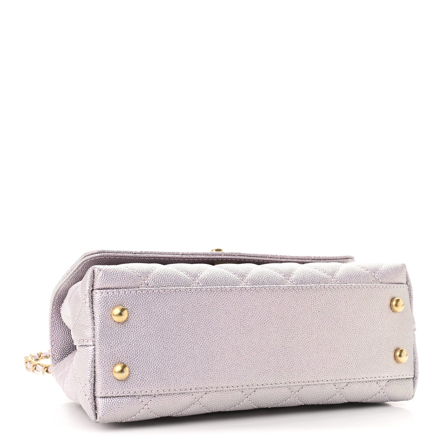 Chanel Metallic Caviar Quilted Mini Coco Handle Flap Light Pink 4 of 11