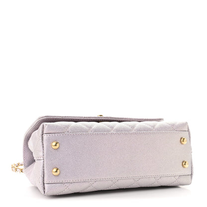 Chanel Metallic Caviar Quilted Mini Coco Handle Flap Light Pink 4 of 11