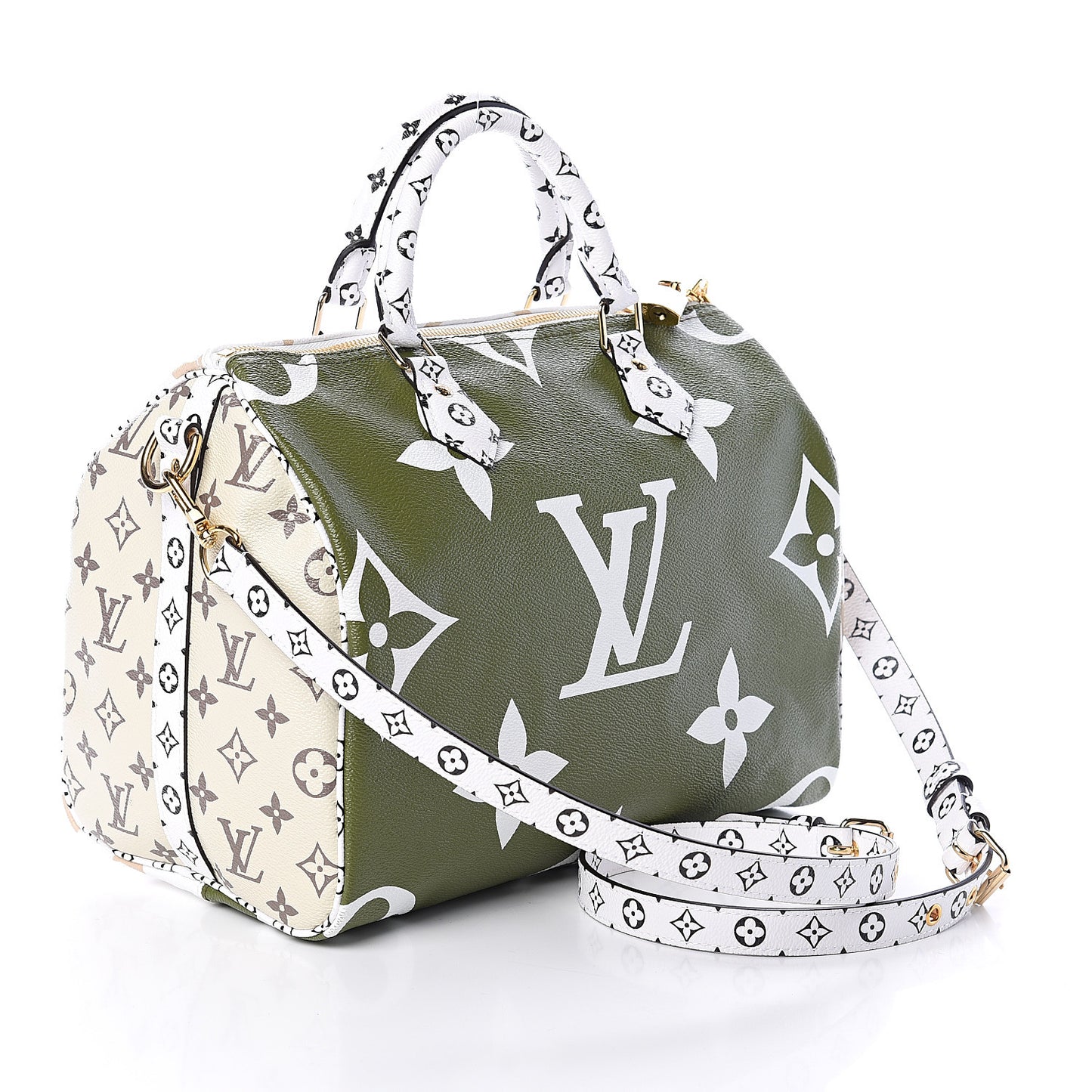 Monogram Giant Speedy Bandouliere 30 Kaki Beige