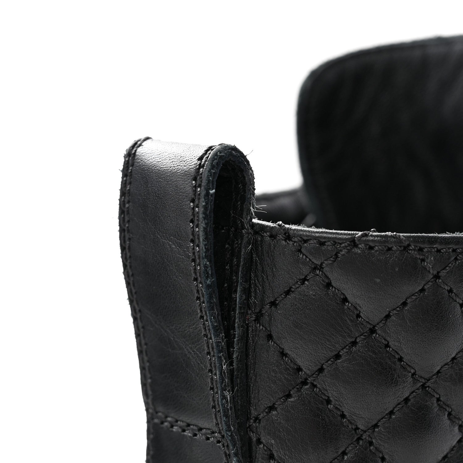 Chanel Calfskin Quilted Lace Up Combat Boots 38 Black 10 of 13