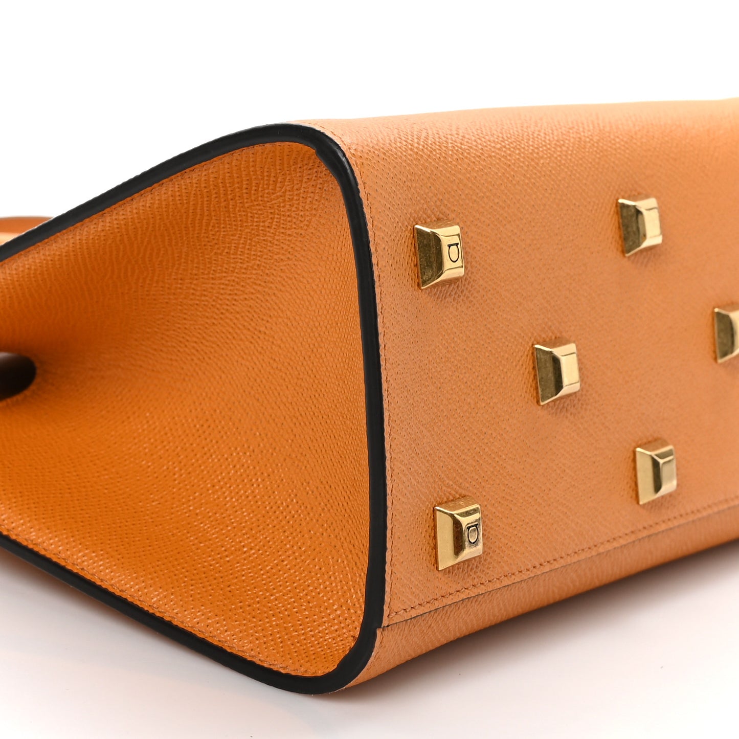 Hammered Calfskin Small The Studio Box Bag Orange