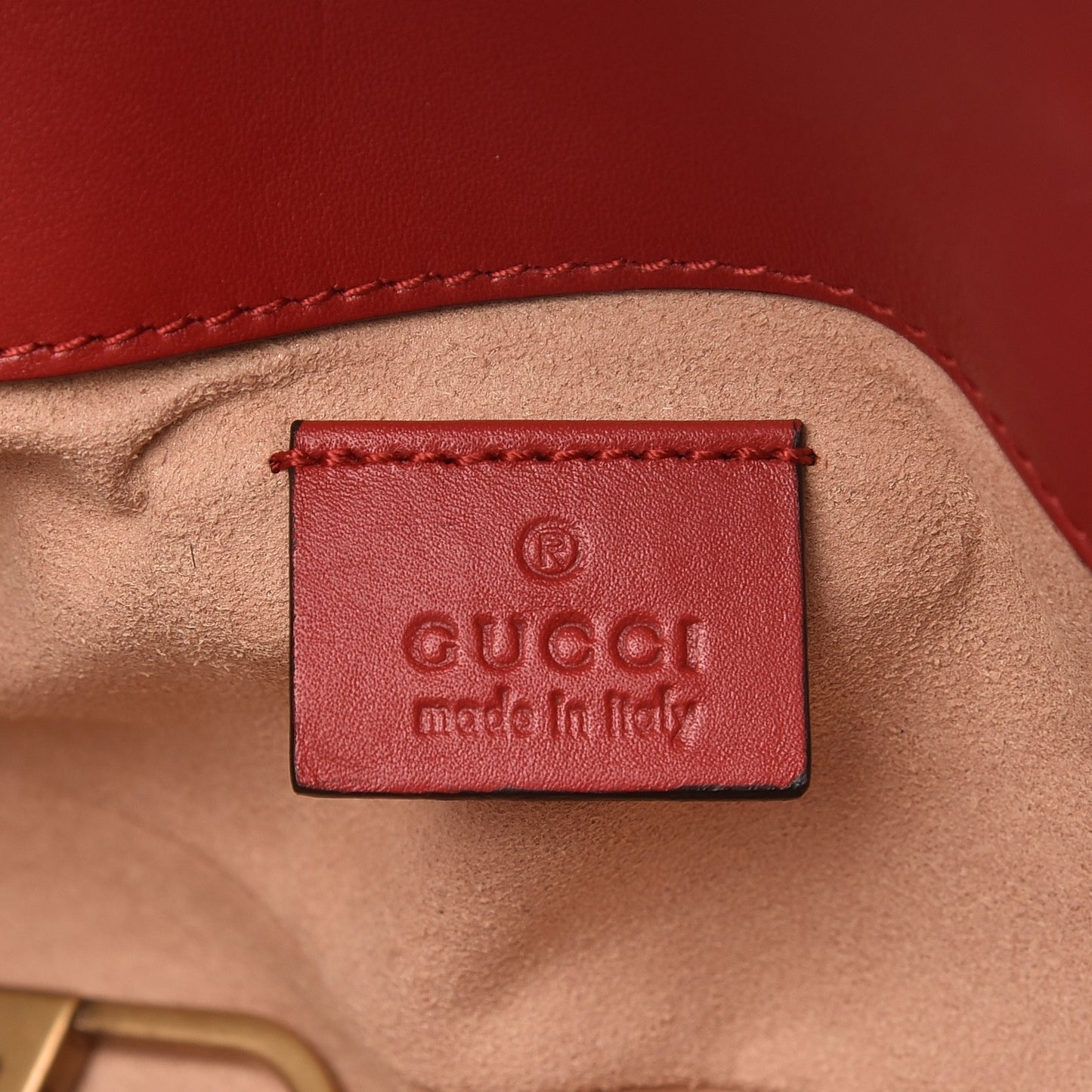 Calfskin Matelasse Super Mini GG Marmont Shoulder Bag Hibiscus Red