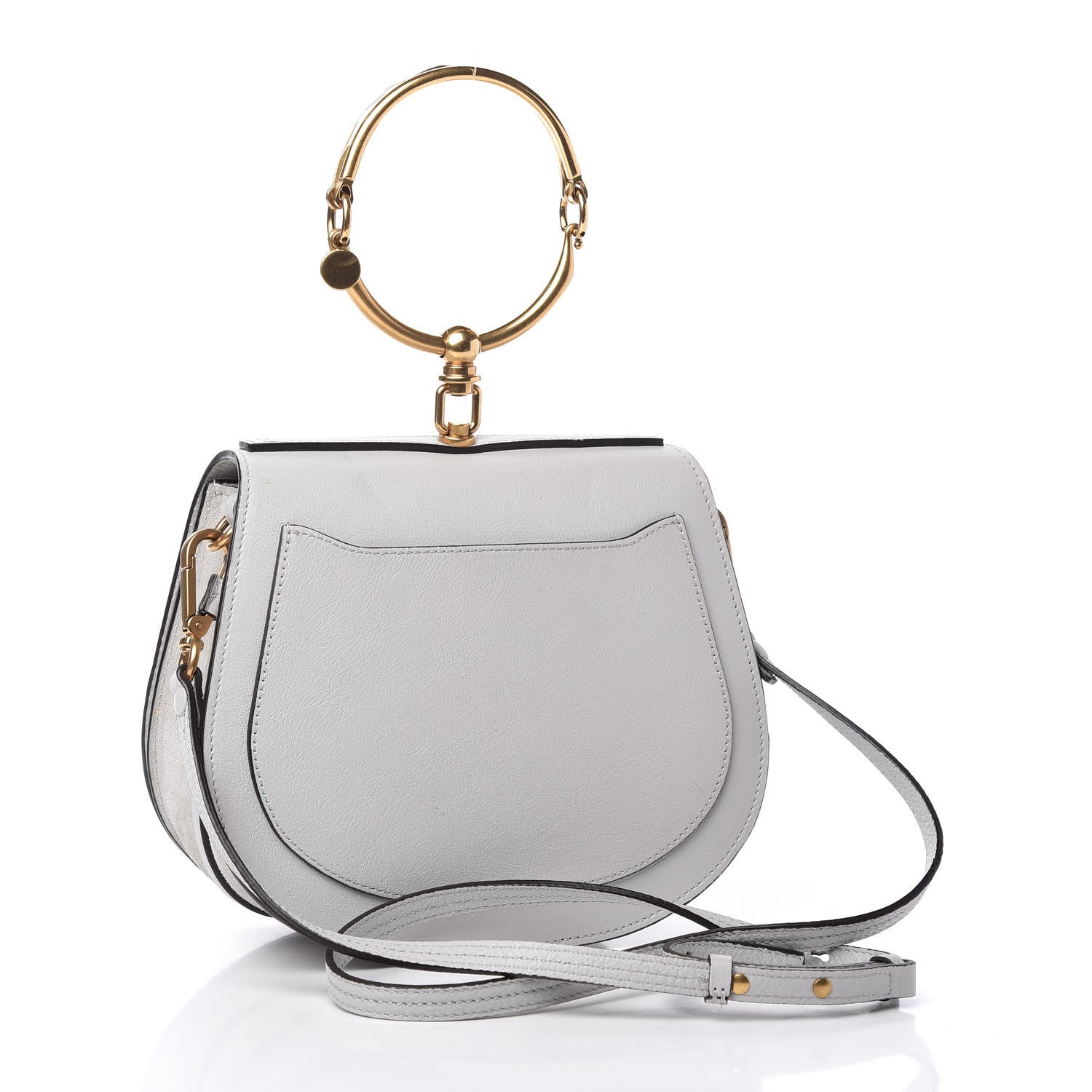 Chloe Calfskin Suede Medium Nile Bracelet Bag Light Grey 3 of 10