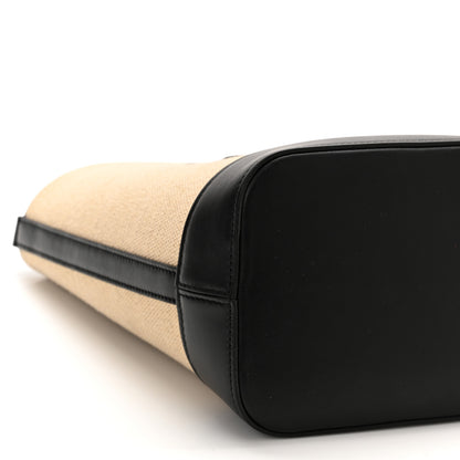 Celine Canvas Calfskin Triomphe Small Bucket Bag Vanilla Black 8 of 9