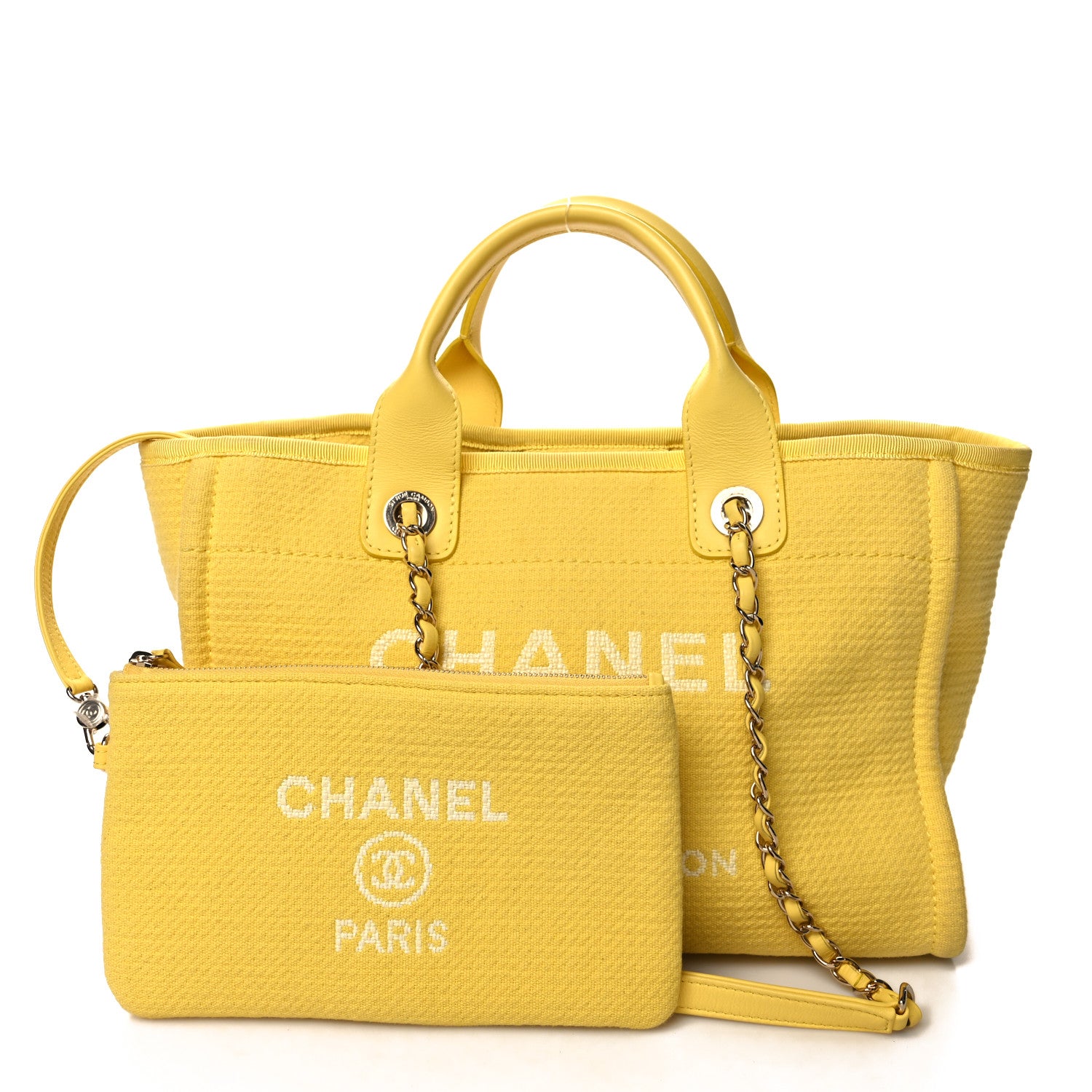 Chanel Mixed Fibers Small Deauville Tote Yellow 3 of 16