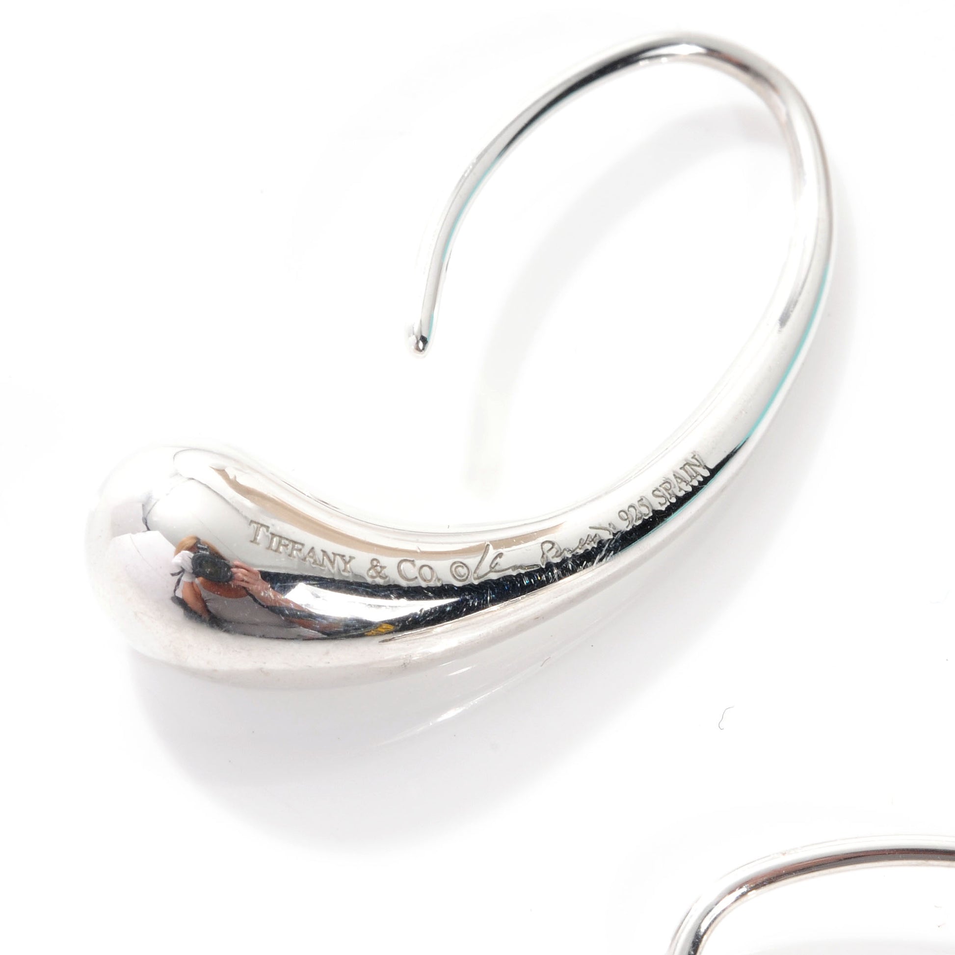 Tiffany Sterling Silver Elsa Peretti Teardrop Hoop Earrings 4 of 5