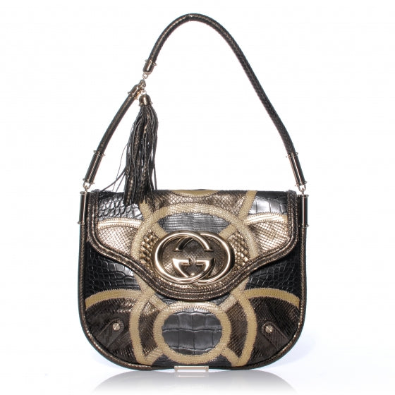 Exotic Patchwork Britt Medium Shoulder Bag