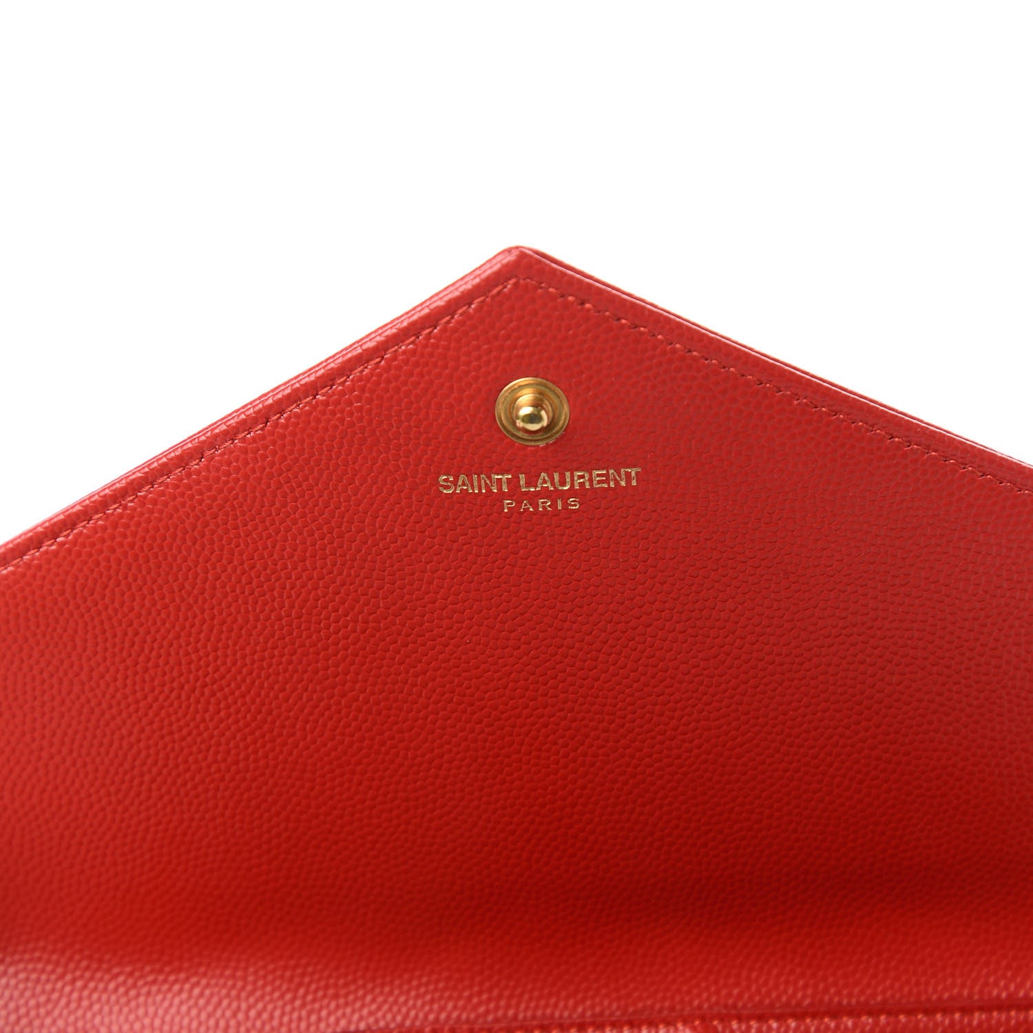Saint Laurent Grain De Poudre Matelasse Chevron Monogram Chain Wallet Red 9 of 11