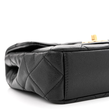 Chanel Shiny Caviar Quilted Mini Top Handle Flap Black 9 of 11