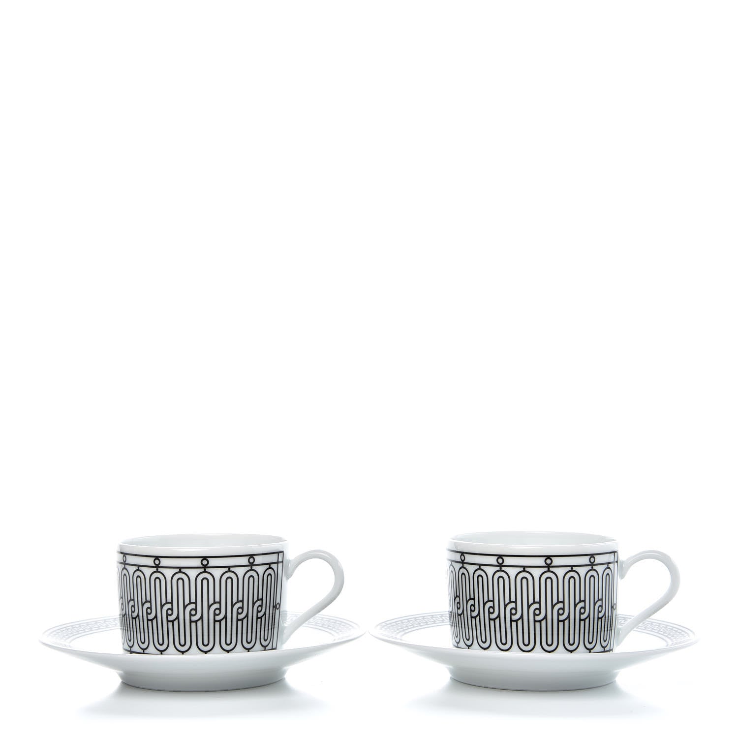 Hermes Porcelain H Deco Tea Cup And Saucer Set Of 2 1 of 8