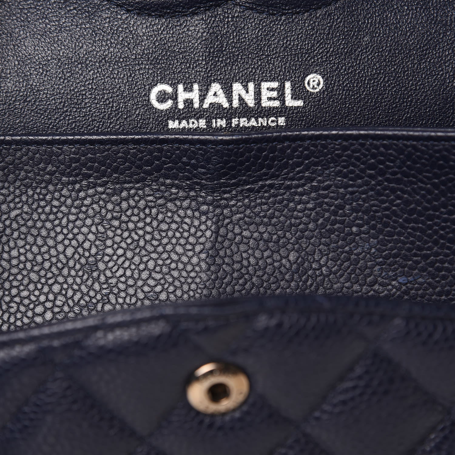Chanel Caviar Quilted Medium Double Flap Dark Blue 18 of 18