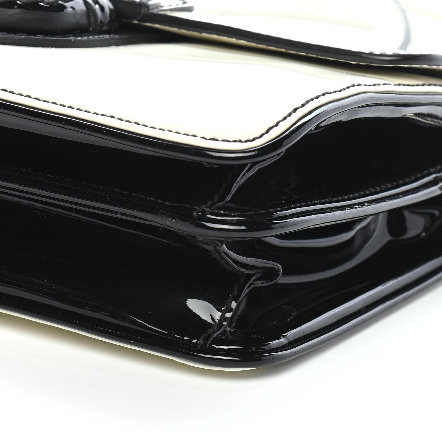 Prada Vernice Crossbody Bag White Black 10 of 10