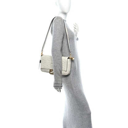 Fendi Nappa FF 1974 Embossed Large Baguette White 2 of 10