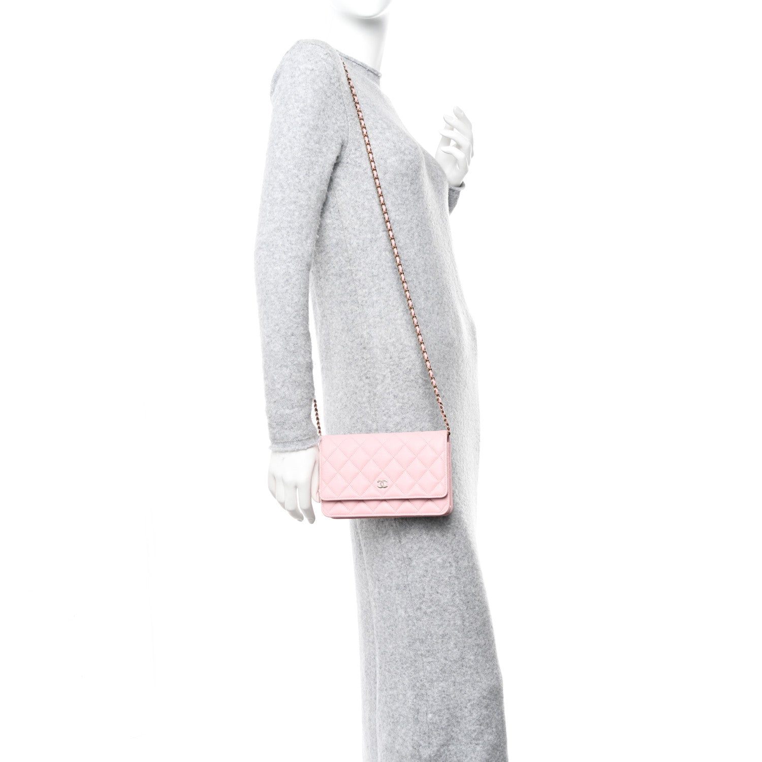 Chanel Caviar Quilted Wallet on Chain WOC Light Pink 2 of 11