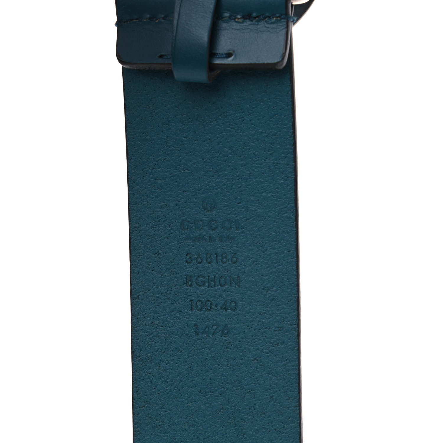 Gucci Calfskin Interlocking G Belt 100 40 Teal 3 of 5