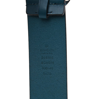 Gucci Calfskin Interlocking G Belt 100 40 Teal 3 of 5