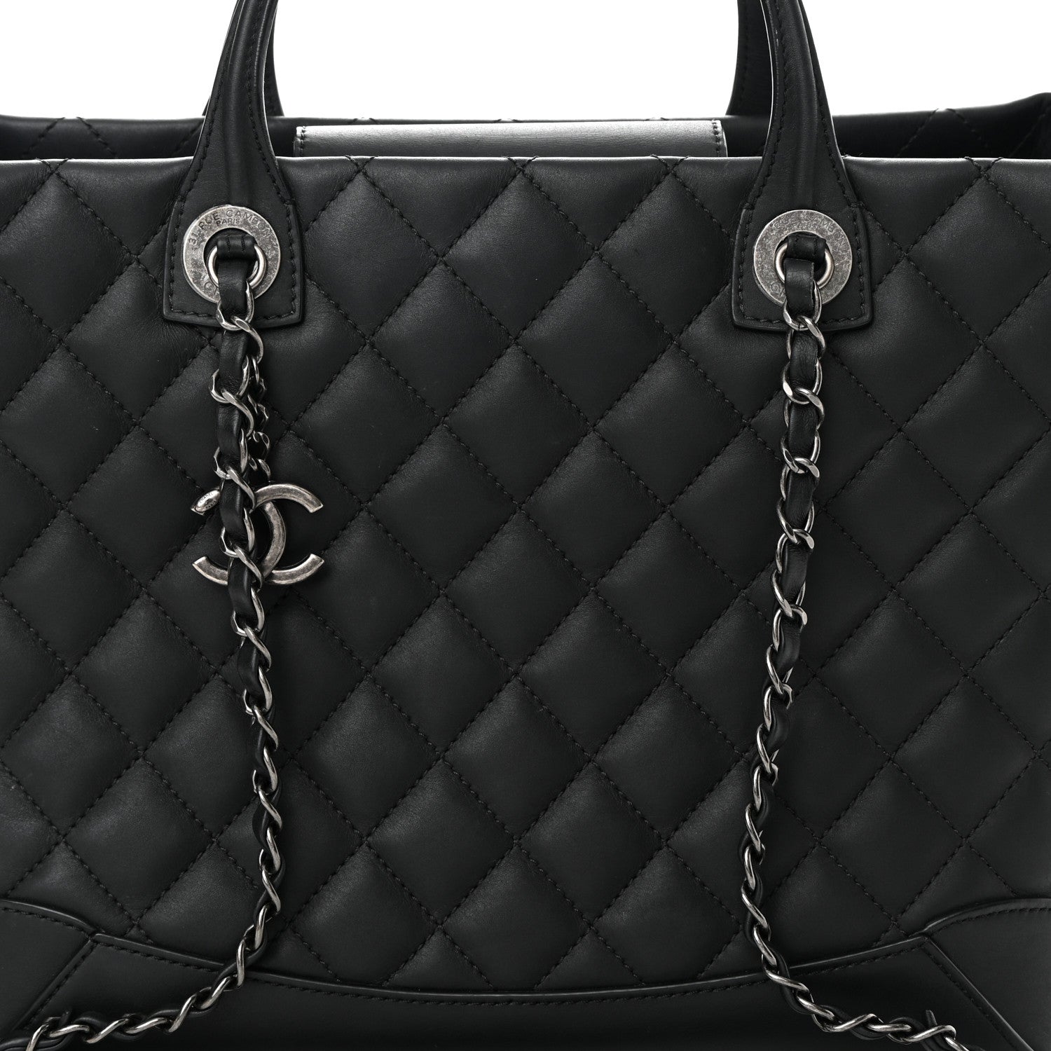 Chanel Calfskin Quilted Small Easy Shopping Tote Black 7 of 13