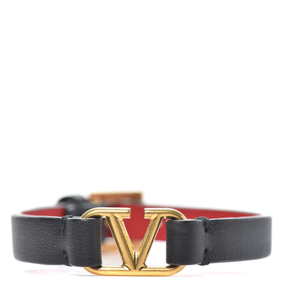 Valentino Garavani Calfskin VLogo Bracelet Black Rouge Pur 1 of 4