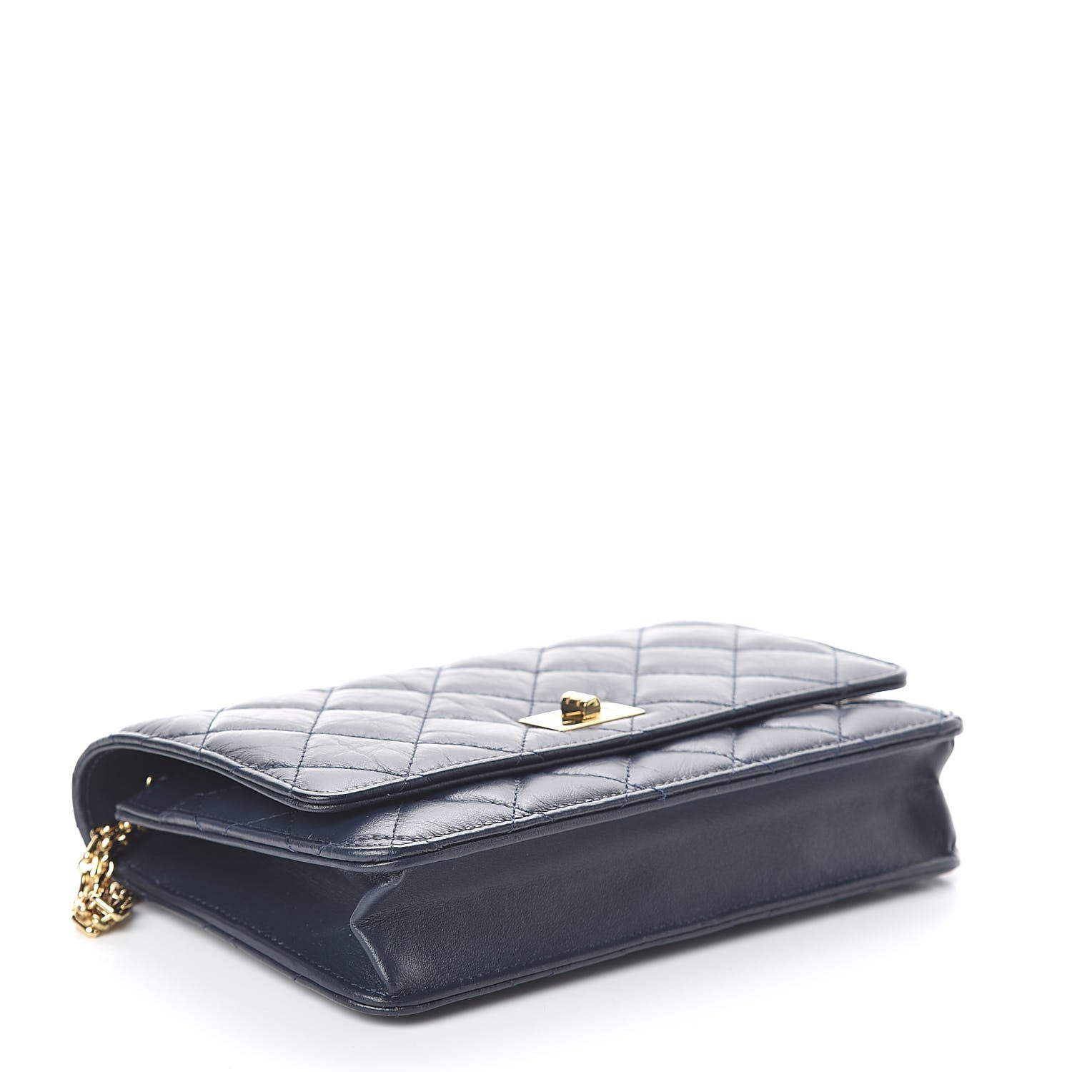 Chanel Aged Calfskin Quilted Reissue Wallet On Chain WOC Navy 4 of 11