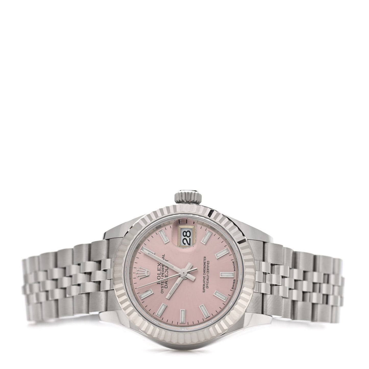 Stainless Steel 18K White Gold 28mm Oyster Perpetual Datejust Watch Pink 279174
