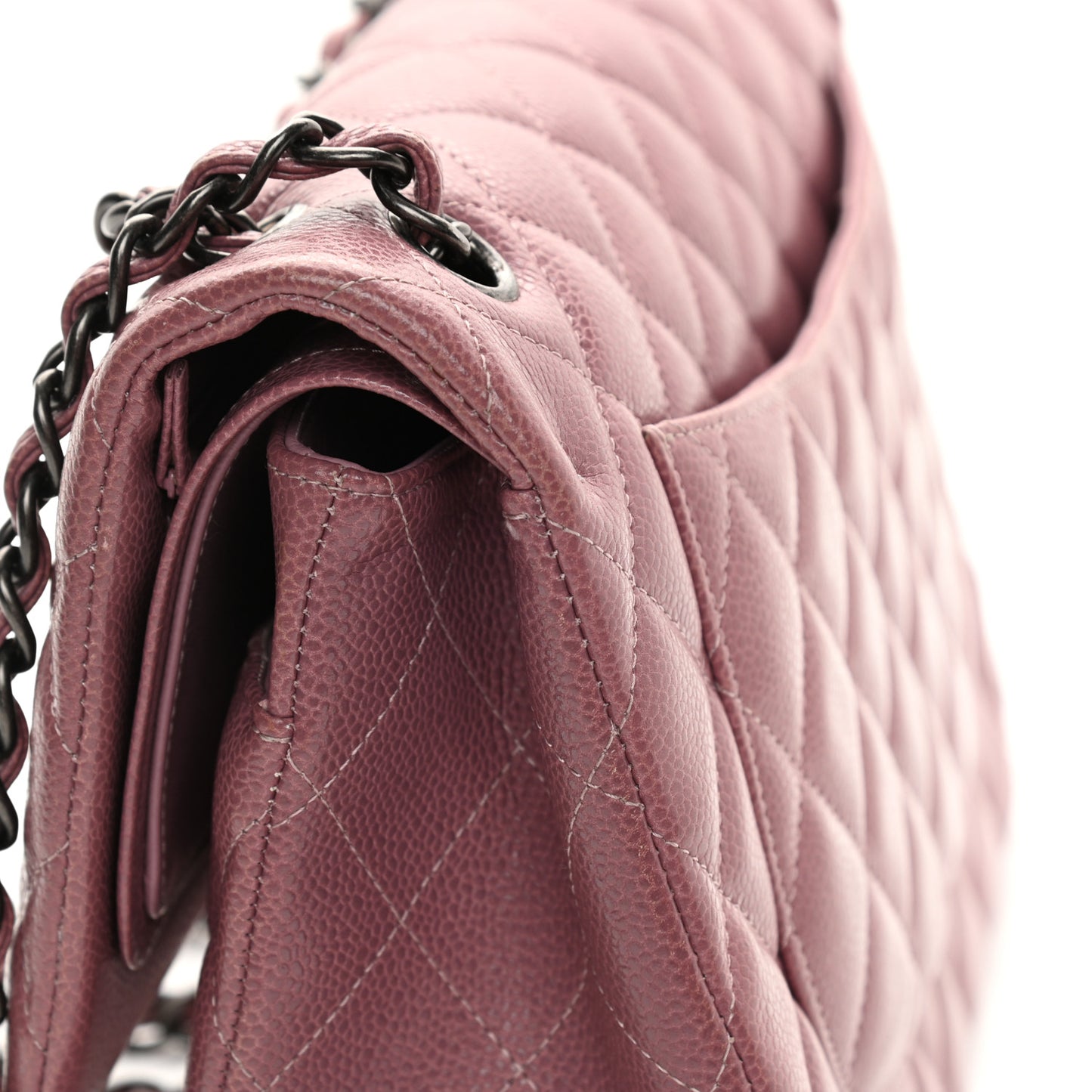 Caviar Quilted Jumbo Double Flap Light Purple