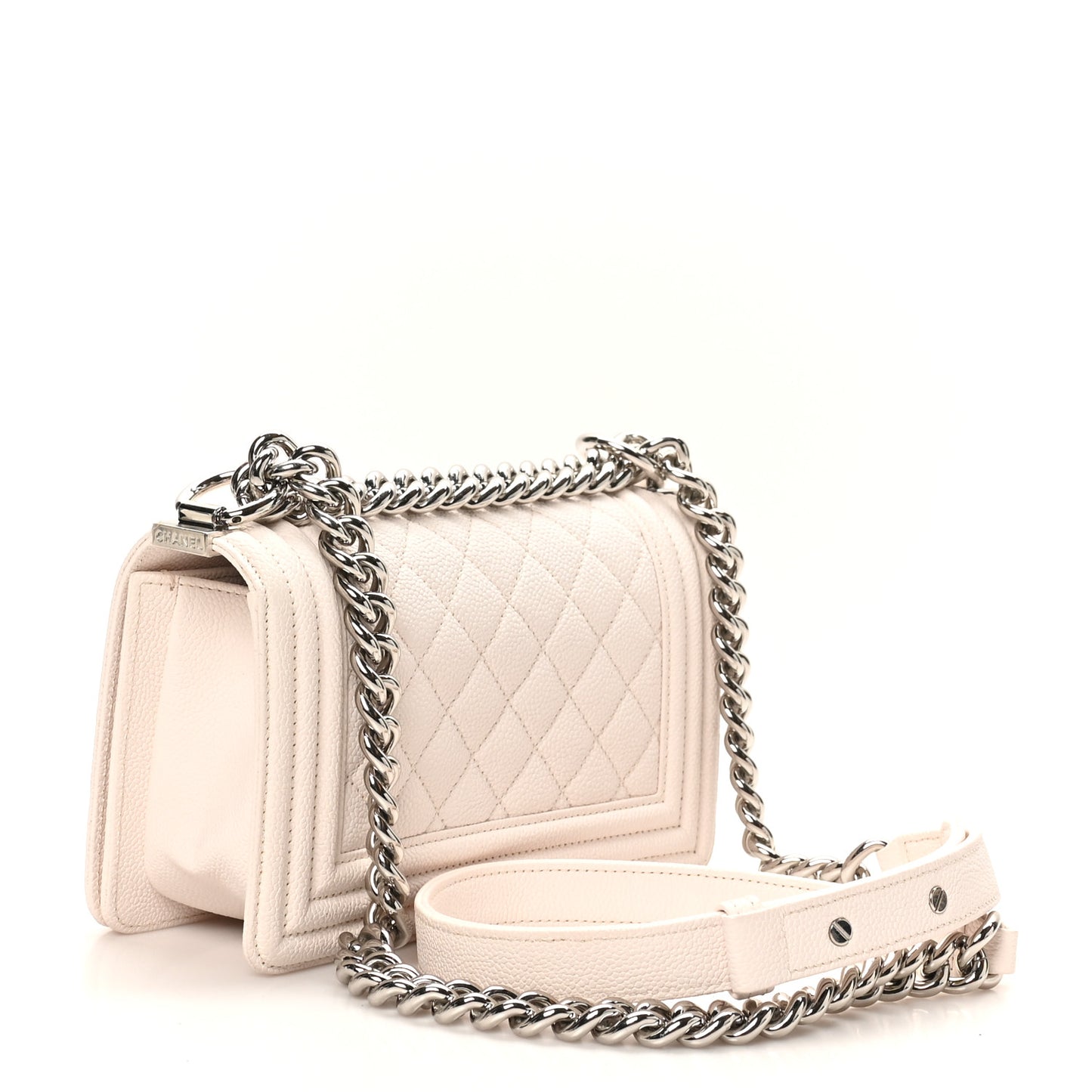 Caviar Quilted Small Boy Flap White
