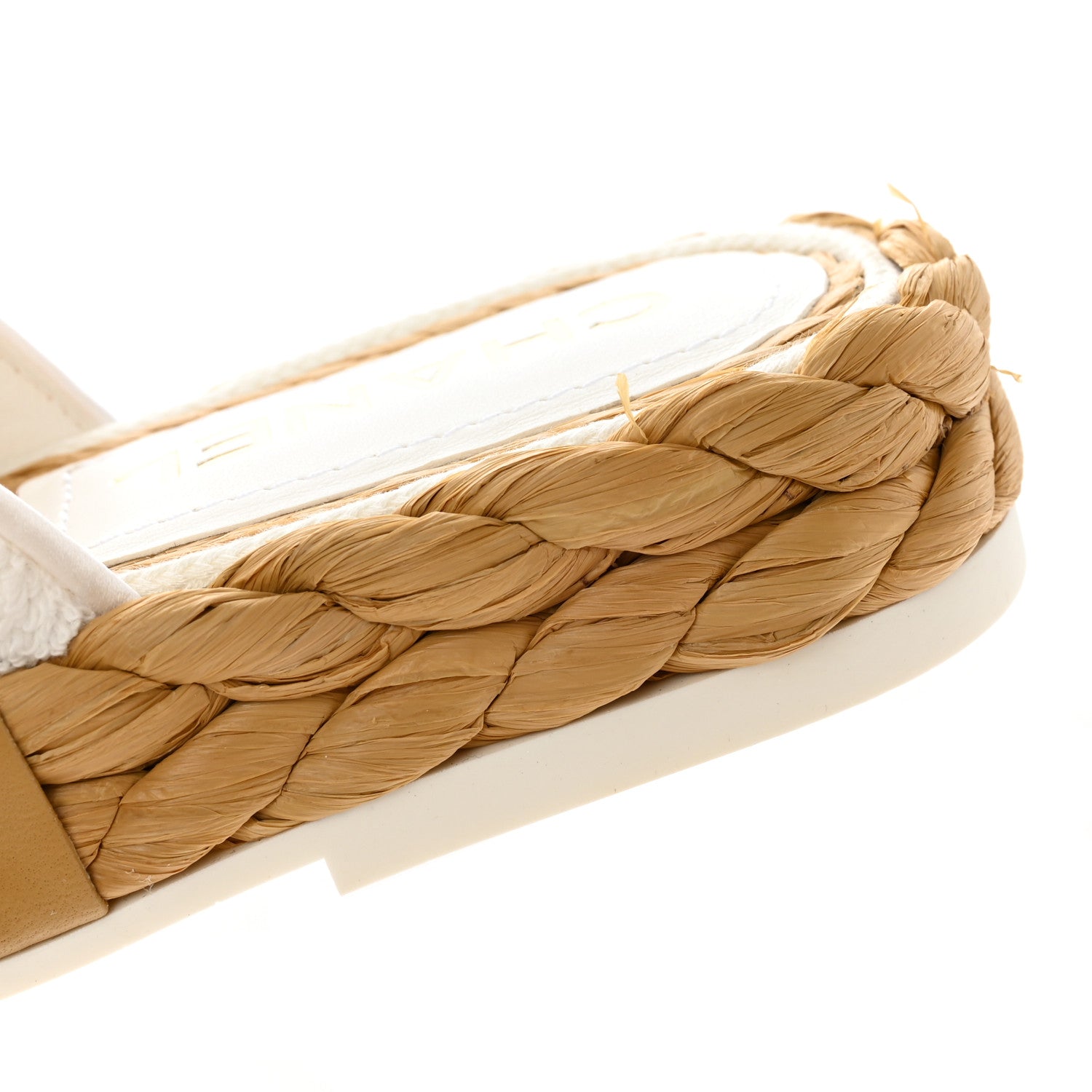 Chanel Terry Cloth Raffia CC Logo Thong Sandals 37 White 11 of 13