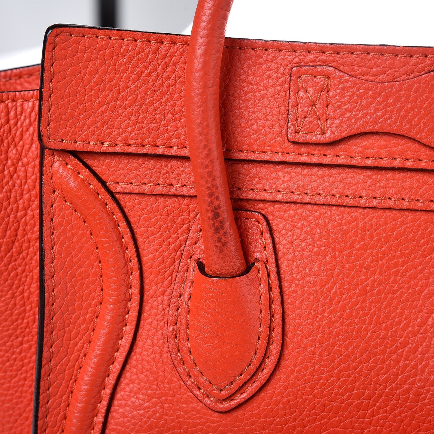 Drummed Calfskin Nano Luggage Vermillion