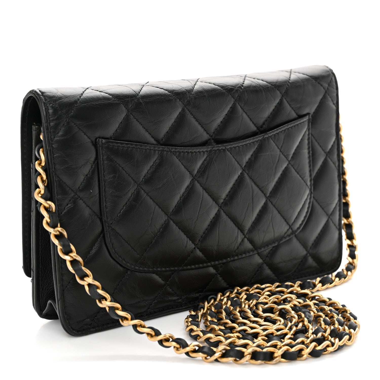 Chanel Aged Calfskin Lucky Charms Casino 2.55 Reissue Wallet on Chain WOC Black 3 of 11