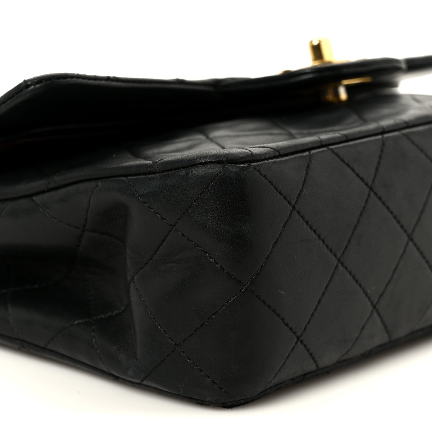 Lambskin Quilted Small Double Flap Black