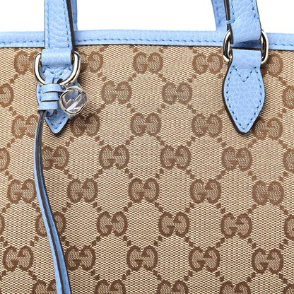 Gucci Monogram Dollar Calfskin Small Bree Tote Beige Ebony Mineral Blue 10 of 10