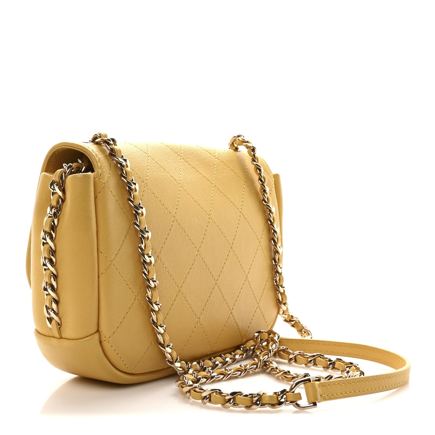 Chanel Goatskin Stitched Casual Trip Single Flap Yellow 3 of 10