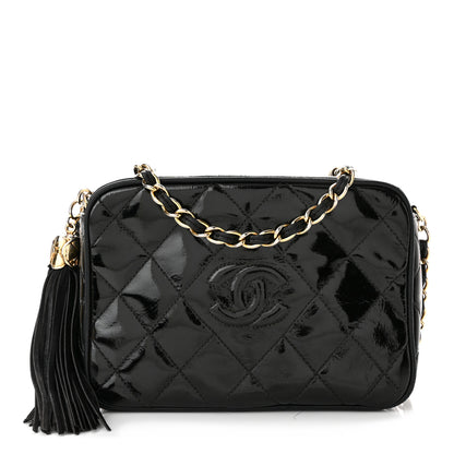 Chanel Patent Quilted Tassel Camera Case Black 1 of 10