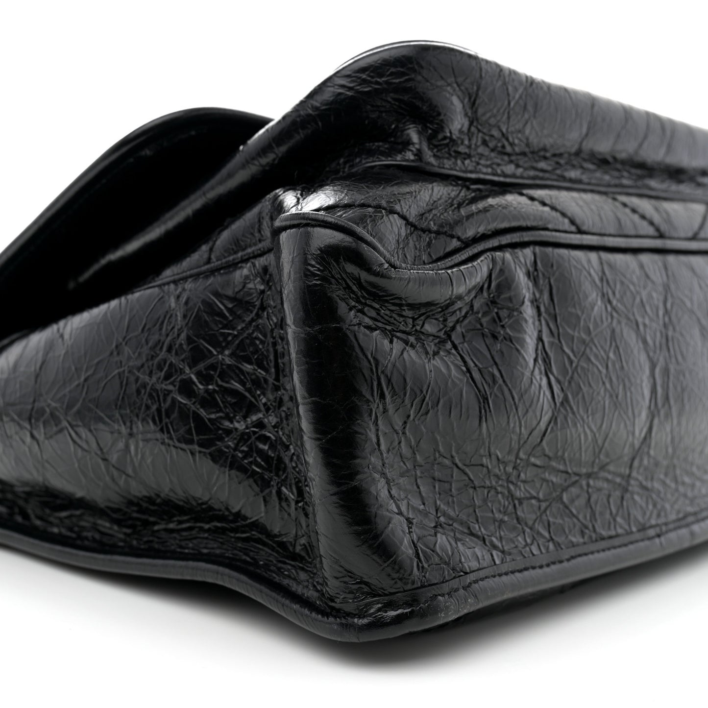 Crinkled Calfskin Matelasse Monogram Large Niki Chain Satchel Black