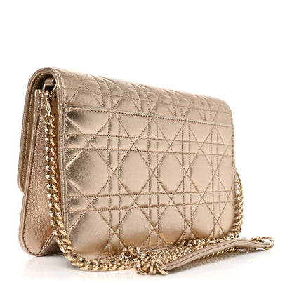 Christian Dior Metallic Lambskin Cannage Miss Dior Promenade Pouch Gold 3 of 9