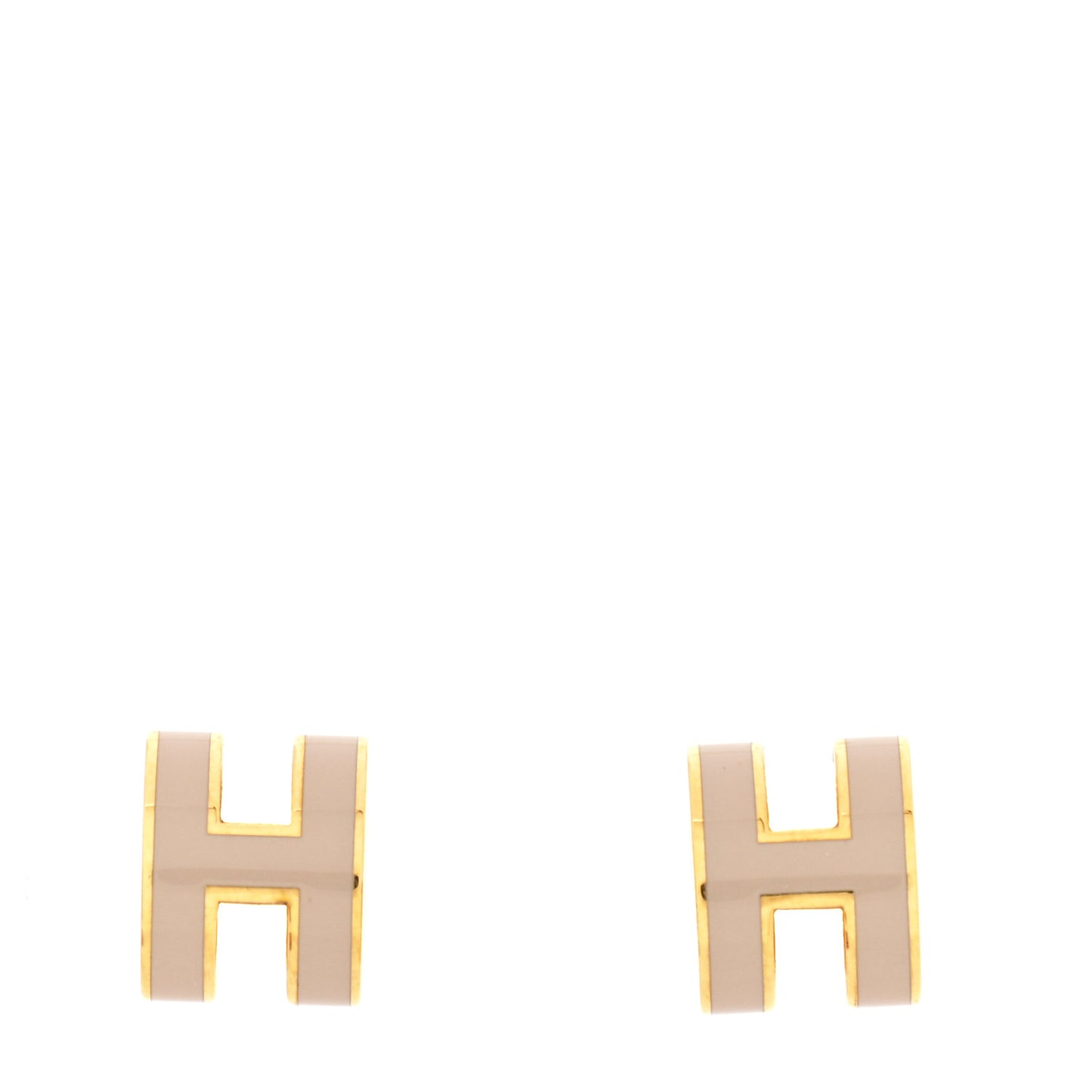 Gold Lacquered Mini Pop H Earrings Marron Glace