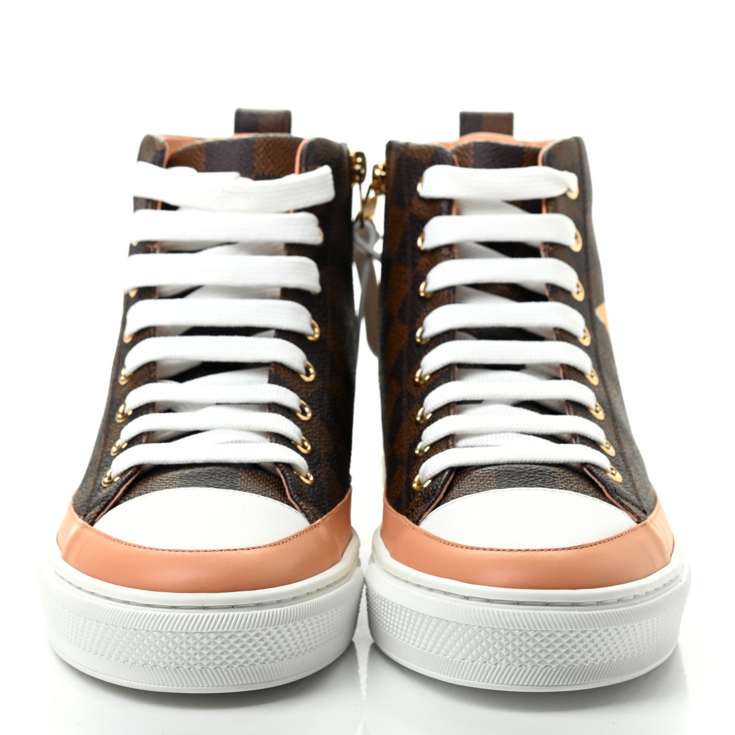 Louis Vuitton Damier Ebene Stellar High Top Sneakers 38.5 Venus Pink 2 of 7
