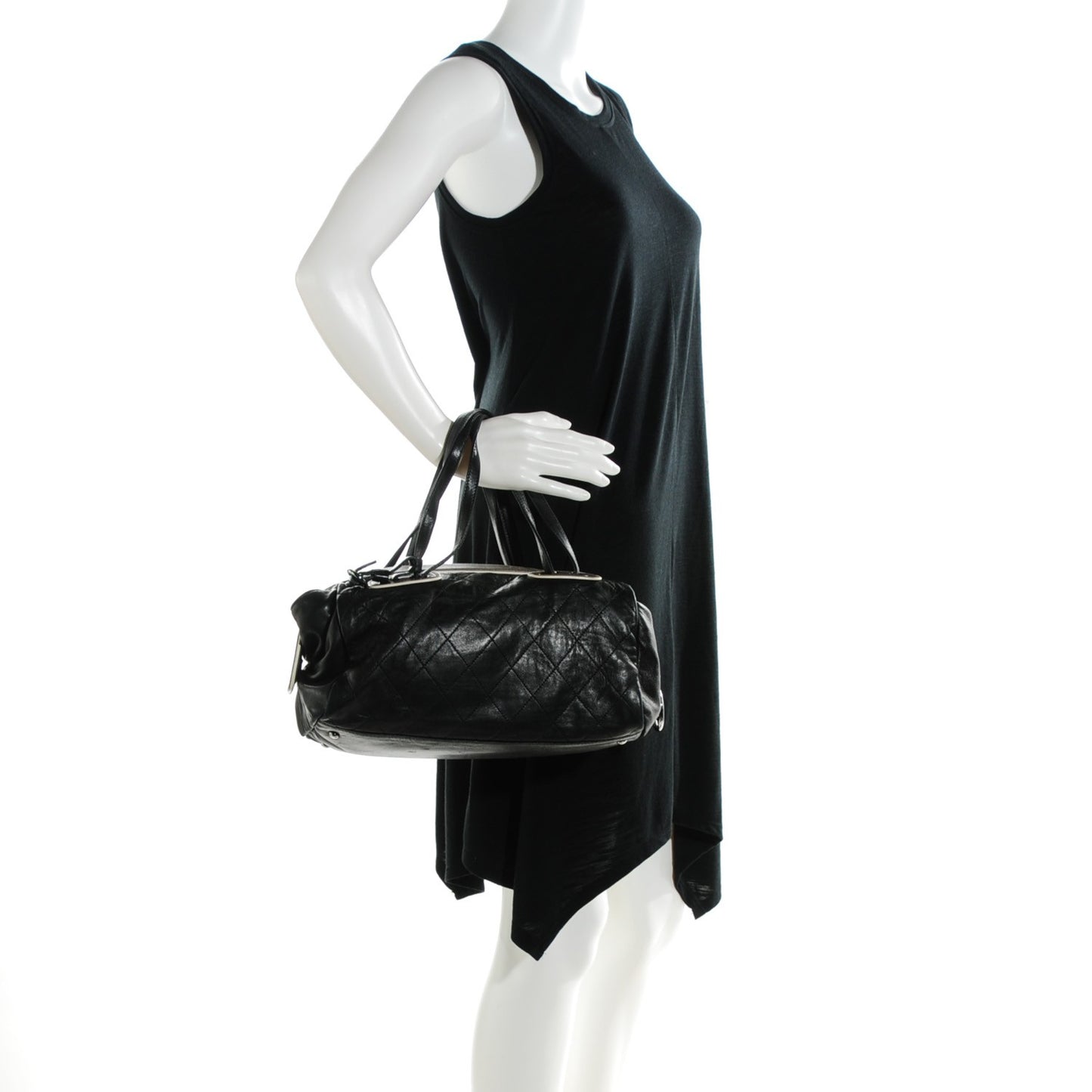 Lambskin Quilted Country Club Bowler Black