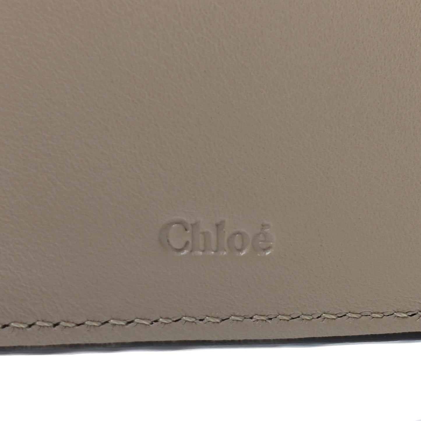 Calfskin Suede Circle C Compact Wallet Pastel Grey