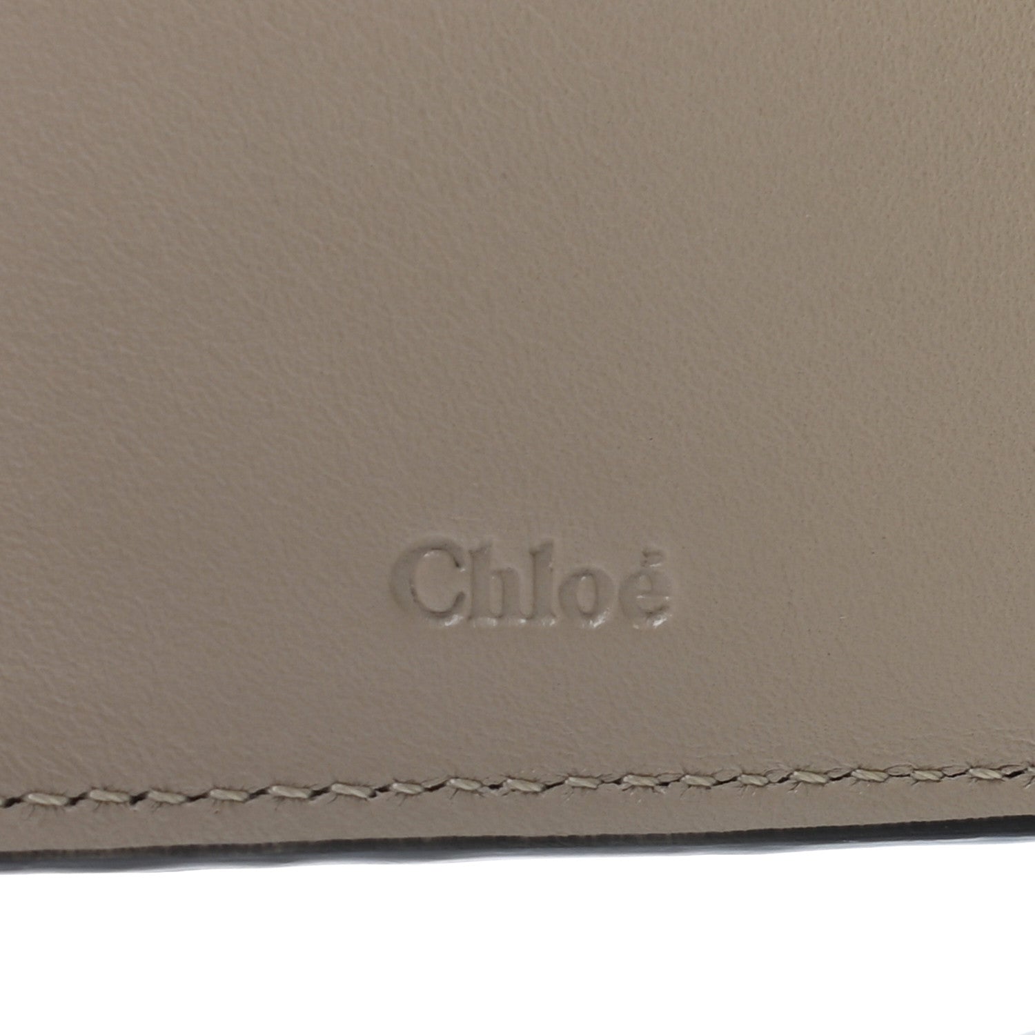Chloe Calfskin Suede Circle C Compact Wallet Pastel Grey 5 of 7